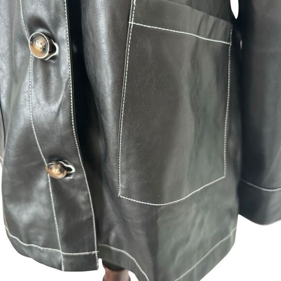 Lulu's Abeline Vegan Leather Belted Jacket Black Women's Size Medium M - Picture 6 of 12